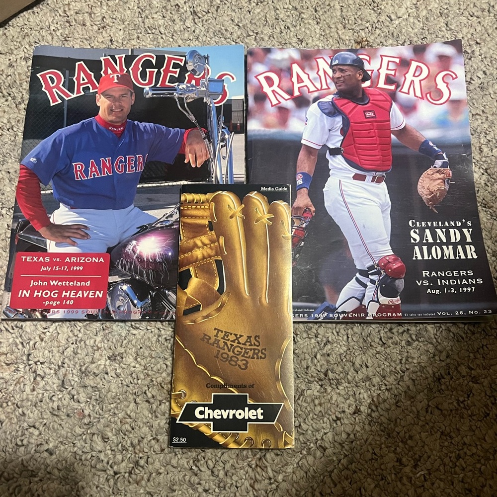 Vintage Texas Rangers 1983/1997/1999 Programs